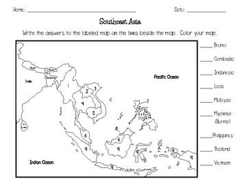 Map of Southeast Asia MOD #2 by Jodi's Jewels | TPT