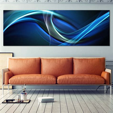 Elegant Abstract Canvas Wall Art, Blue Modern Abstract 1 Piece Canvas ...