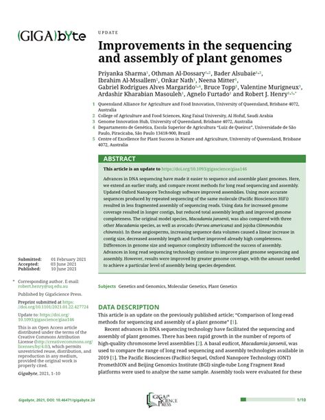 (PDF) Improvements in the sequencing and assembly of plant genomes