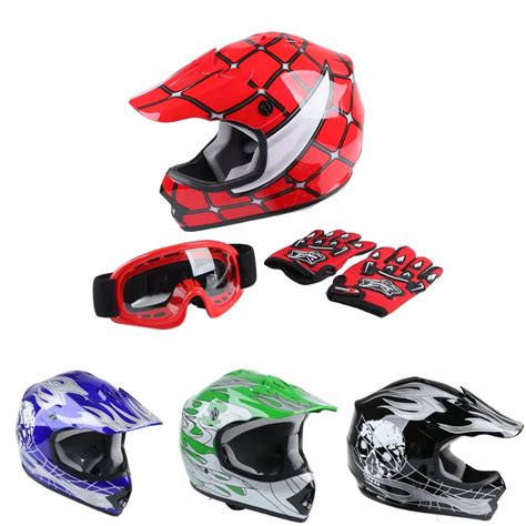 Motorbike DOT Motorcycle Helmet Youth Kids Motocross Off Road Dirt Bike Helmet Goggles+Gloves S ...