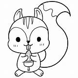 Free Download Kawaii Cartoon Squirrel Coloring Page sketch template