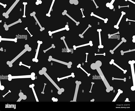 White bones on a black background seamless pattern. Halloween decor. Dog bone. Design for ...