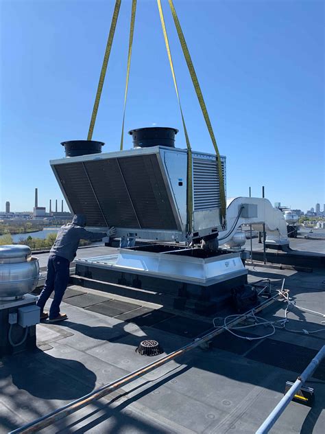 Rooftop HVAC Unit Installed on a Curb Adapter