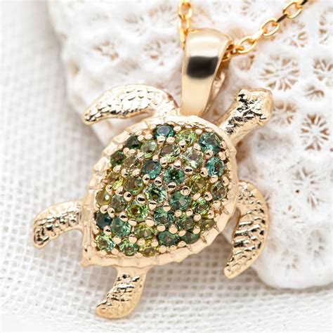 Sea Turtle Sapphire Shell Necklace | World Treasure Designs Jewellery