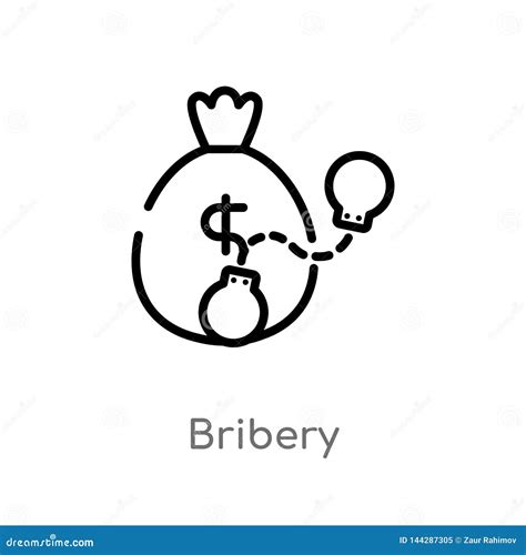 Outline Bribery Vector Icon. Isolated Black Simple Line Element Illustration from Law and ...