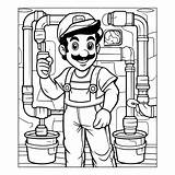Premium Vector  Plumber With Water pipes Black And White Illustration sketch template