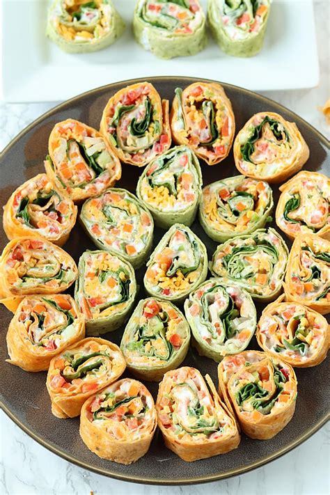 Veggie Pinwheels Party Appetizer with Ranch Cream Cheese Spread ...