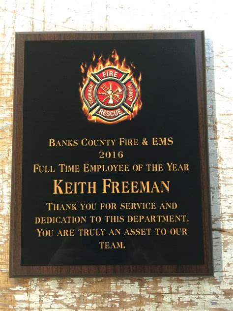 Firefighter Award Fireman Award Plaque Custom Award Plaque - Etsy