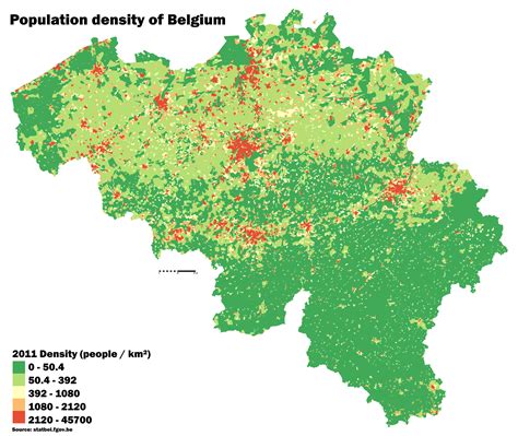 Belgium Population Density Map