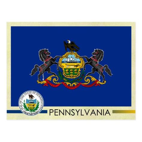 Pennsylvania State Flag and Seal Postcard | Zazzle.com