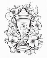 Hourglass Flowers Leaves Coloring Pages  Premium AI Generated Image sketch template