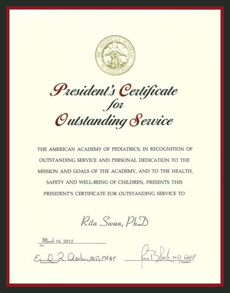 AAP President's Certificate