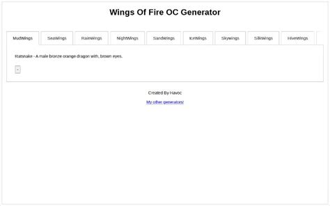 Wings Of Fire OC Generator