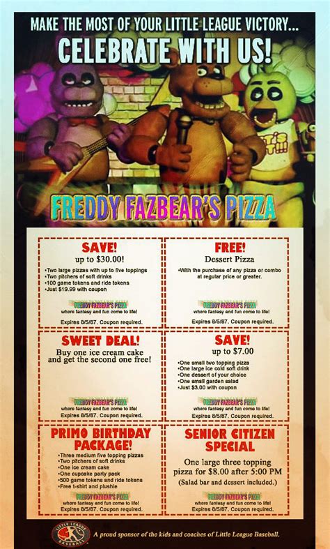 Freddy Fazbear's Pizza Coupons by FearOfTheBlackWolf on DeviantArt