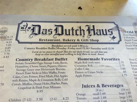 DAS Dutch Haus Restaurant, Columbiana - Menu, Prices & Restaurant Reviews - TripAdvisor