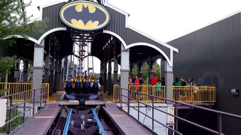 Six Flags New England: Batman the Dark Knight / On Ride Front Row POV / August 22, 2014 / 1080P ...