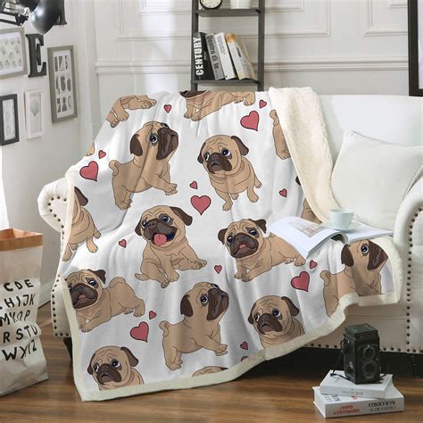 Sleepwish Pug Fleece Blanket Pet Blanket Dog Reversible Blanket ...