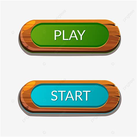 Start Button Clipart Vector, Wooden Gaming Play Start Button For Ui Design, Bright, Pause ...