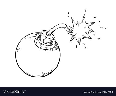 Bomb icon cartoon hand drawn Royalty Free Vector Image