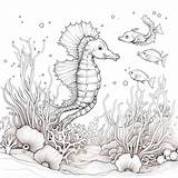 Premium AI Image  marine animals coloring Book sketch template