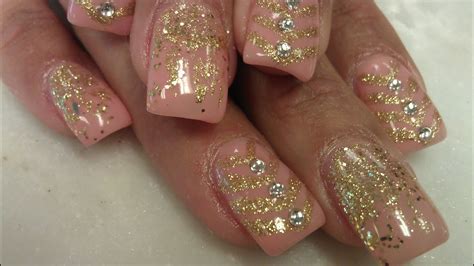 HOW TO GEL COLOR GOLD GLITTER NAIL DESIGNS PART 2 - YouTube