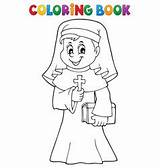 Coloring Book Happy nun Topic 2 Royalty Free Vector Image sketch template