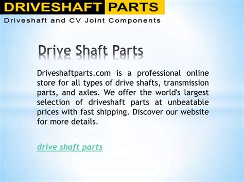 PPT - Drive Shaft Parts Driveshaftparts.com PowerPoint Presentation ...