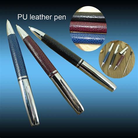 New Arrival Brand Ballpoint Pen with Novelty Design PU Leather Writing Pen Metal refill Office ...