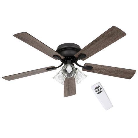 Bizroma 52 in. Indoor Matte Black Flush Mounted Ceiling Fan with Light ...