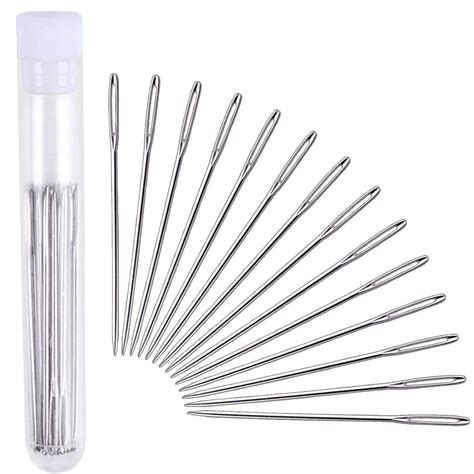 30pcs 5.2 cm Large Eye Stitching Needles Hand Sewing Needles for Leather Projects with Clear ...