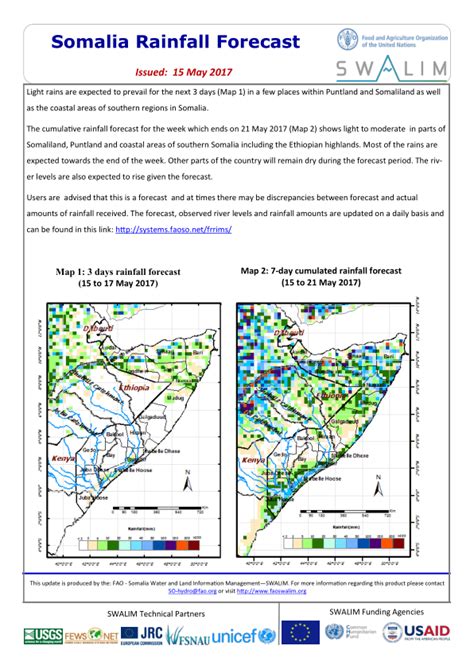 Somalia Rainfall Forecast - Issued: 15 May 2017 - Somalia | ReliefWeb