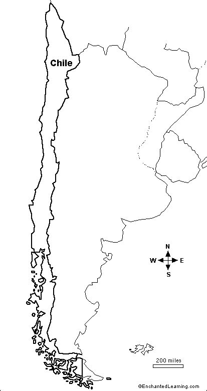 Outline Map Research Activity #3 - Chile - EnchantedLearning.com