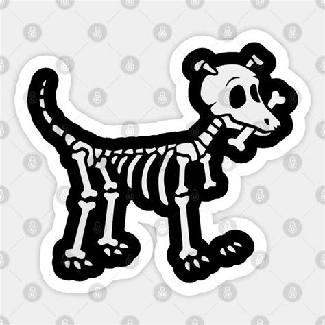 a black and white skeleton dog sticker