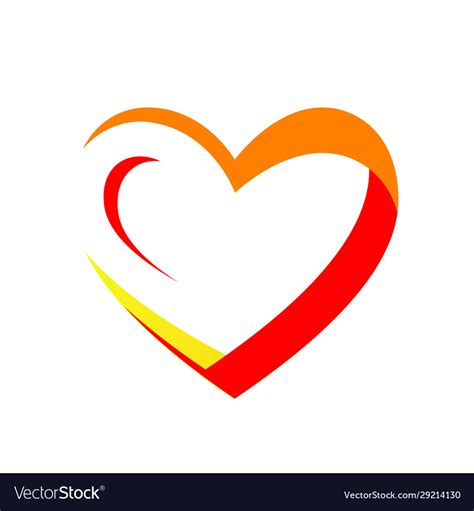 Stylish orange love heart logo design Royalty Free Vector