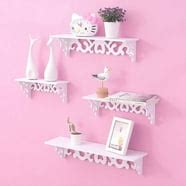 Estink Floating Wall Shelves,White Wood Carved Decorative Wall Mounted Floating Storage Display ...