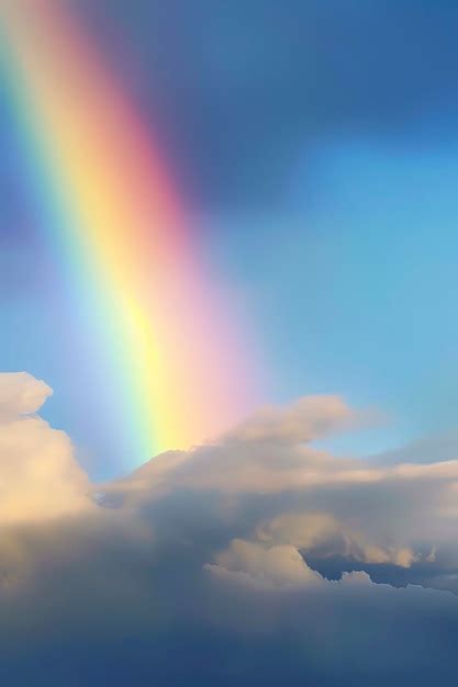 Premium AI Image | A rainbow in the sky with clouds and a blue sky