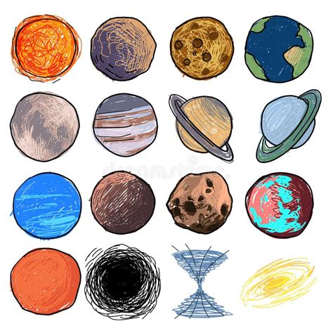 Children`s Drawing Planets Set Stock Vector - Illustration of globe, galaxy: 114772249