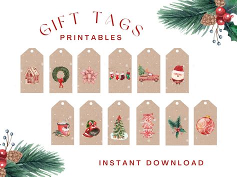 Printable Christmas Gift Tags, Printable, Christmas Tags, Printable ...