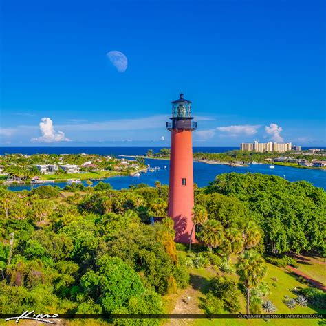 Jupiter Inlet Lighthouse Florida Aerial Moonrise Waterway | HDR ...