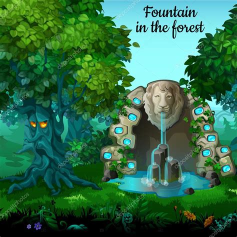 Mystic garden, fountain with lion head Stock Vector Image by ©Anton_Lunkov #92022458