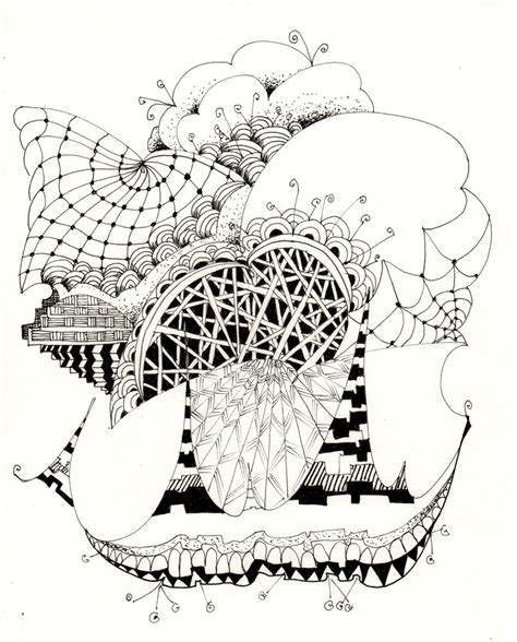 Carmen Beecher: Zentangle 2, 8x10 Abstract Pen and Ink