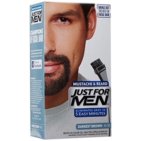 JUST FOR MEN Color Gel Mustache & Beard, M-50 Darkest Brown 1 ea (Pack of 2) - Walmart.com ...