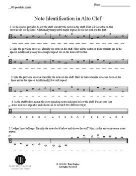 Note Identification Worksheet: Alto Clef by Maestro's Ghost | TPT