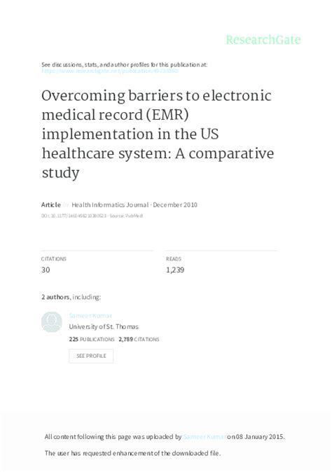 (PDF) Overcoming barriers to electronic medical record (EMR ...