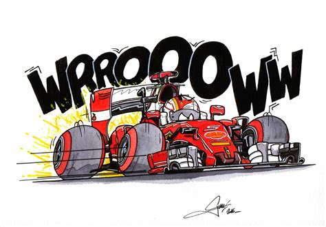 Ferrari F1 2016 Cartoon Sebastian Vettel | 365 dessins, Dessins drôles ...