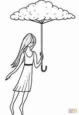 A Girl With Cloud Umbrella coloring Page  Free Printable Coloring Pages sketch template