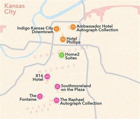 coolest hotels in kansas city map Kansas City Map, Downtown Hotels, The ...