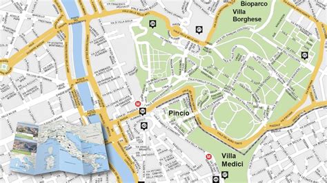 Borghese park map - Map of borghese gardens (Lazio - Italy)