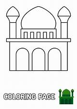 Premium Vector  Coloring page With mosque For Kids sketch template