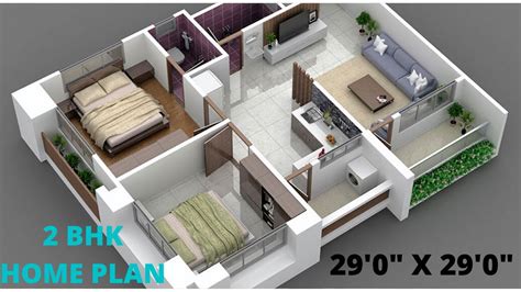 2 BHK HOUSE PLAN // 29' X 29' HOME PLAN // GROUND FLOOR PLAN // 2 BEDROOMS HOUSE PLAN // SMALL ...